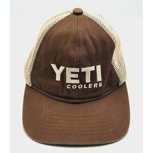 Official Yeti Coolers Trucker Hat Cap Brown Snapback Adjustable Mesh Embroidered